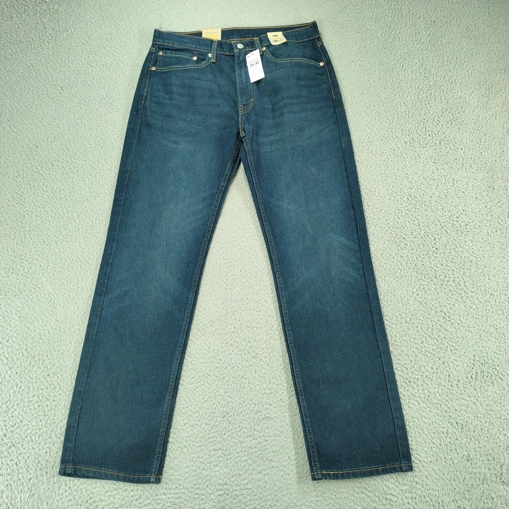 Levi's 505 Jeans Mens 34x32 Blue Medium Wash Straight Leg Zip Fly Stretch New